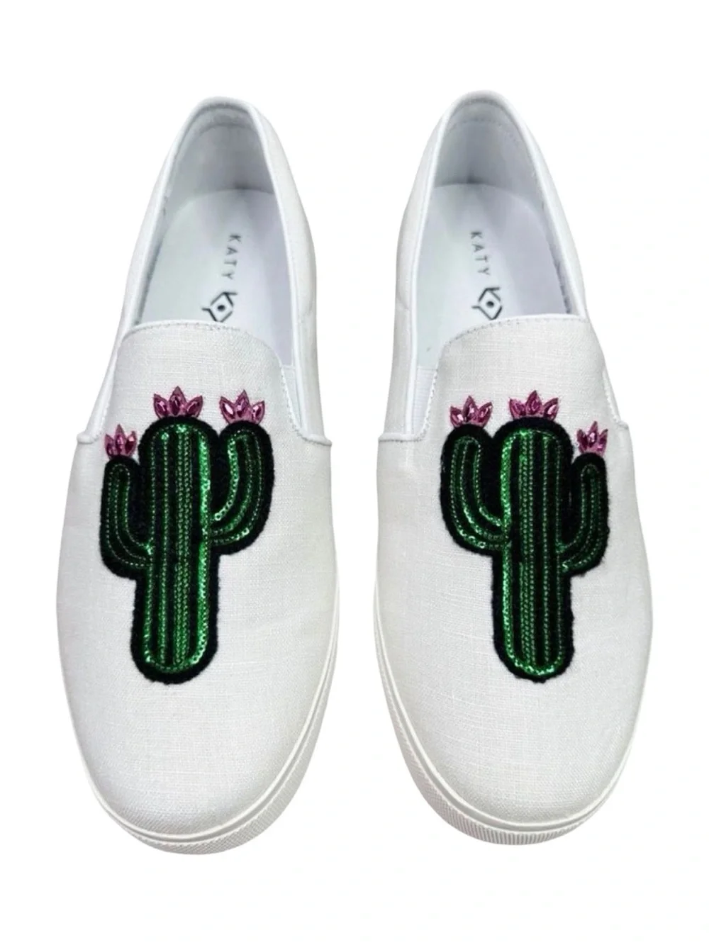 Katy Perry The Kerry Canvas Cactus Applique Slip-On Sneakers - Size 8